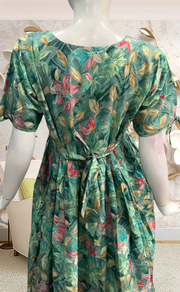 Turquoise Green Garden Soft Cotton Feeding Nursing Nighty. Soft Breathable Fabric | Laces and Frills - Laces and Frills