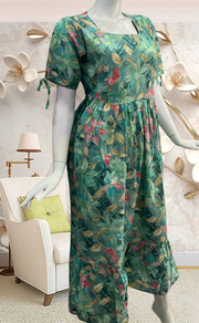 Turquoise Green Garden Soft Cotton Feeding Nursing Nighty. Soft Breathable Fabric | Laces and Frills - Laces and Frills