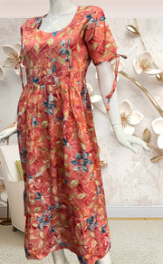 Peach Garden Soft Cotton Feeding Nursing Nighty. Soft Breathable Fabric | Laces and Frills - Laces and Frills