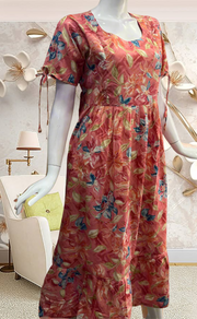 Peach Garden Soft Cotton Feeding Nursing Nighty. Soft Breathable Fabric | Laces and Frills - Laces and Frills