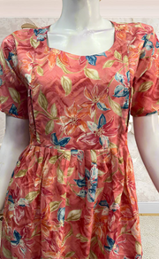 Peach Garden Soft Cotton Feeding Nursing Nighty. Soft Breathable Fabric | Laces and Frills - Laces and Frills