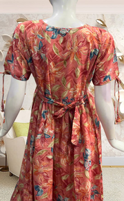 Peach Garden Soft Cotton Feeding Nursing Nighty. Soft Breathable Fabric | Laces and Frills - Laces and Frills