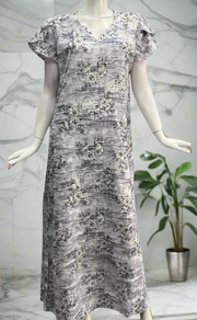 Lavender Floral Chiffon Nighty. Delicate Chiffon | Laces and Frills