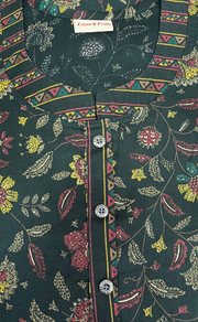 Bottle Green Flora Rayon Nighty. Flowy Rayon Fabric | Laces and Frills