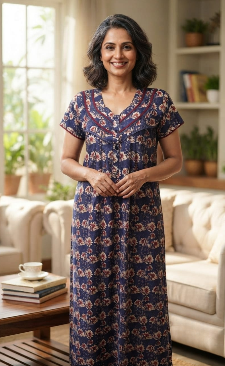 Dark Lavender Garden Spun Nighty. Flowy Spun Fabric | Laces and Frills