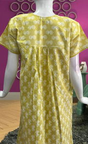Yellow Flora Pure Cotton Feeding Nursing Nighty . Pure Durable Cotton | Laces and Frills - Laces and Frills
