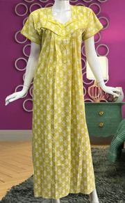 Yellow Flora Pure Cotton Feeding Nursing Nighty . Pure Durable Cotton | Laces and Frills - Laces and Frills