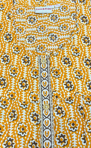 Yellow Floral Garden Full Open Pure Cotton Nighty. Pure Durable Cotton | Laces and Frills