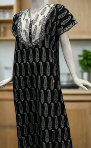 Black/White Paisley Print Pure Cotton Nighty. Pure Durable Cotton | Laces and Frills