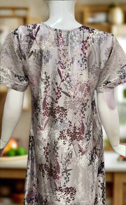 Grey/Pink Garden Satin Nighty. Soft Silky Satin | Laces and Frills