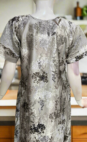 Grey/Brown Garden Satin Nighty. Soft Silky Satin | Laces and Frills