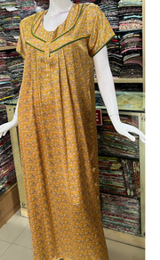 Yellow Tiny Flora Satin Nighty. Soft Silky Satin | Laces and Frills - Laces and Frills