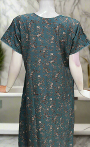 Sea Green Floral Spun Nighty. Flowy Spun Fabric | Laces and Frills