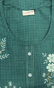 Green Flora Rayon Nighty.  Flowy Rayon Fabric | Laces and Frills - Laces and Frills