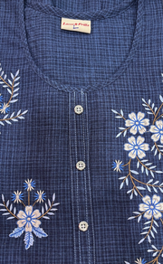 Blue Flora Rayon Nighty.  Flowy Rayon Fabric | Laces and Frills - Laces and Frills