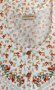 White/Orange Boutique Cotton Nighty . Pure Durable Cotton | Laces and Frills - Laces and Frills