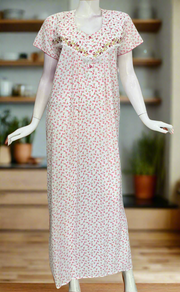 White/Pink Boutique Cotton Nighty . Pure Durable Cotton | Laces and Frills