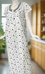 White/Black Boutique Cotton Nighty . Pure Durable Cotton | Laces and Frills