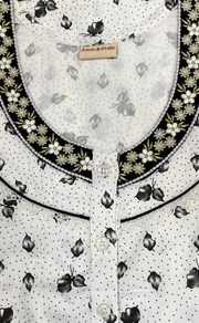 White/Black Boutique Cotton Nighty . Pure Durable Cotton | Laces and Frills - Laces and Frills