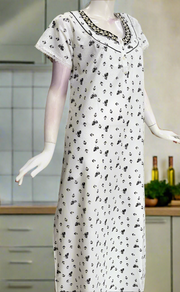 White/Black Boutique Cotton Nighty . Pure Durable Cotton | Laces and Frills