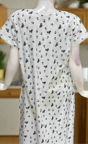 White/Navy Blue Boutique Cotton Nighty . Pure Durable Cotton | Laces and Frills