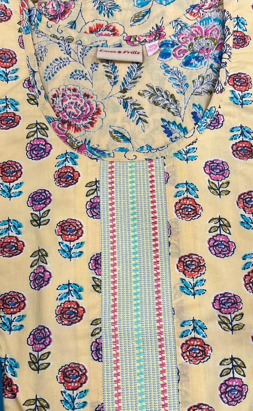 Yellow Floral Garden Pure Cotton Nighty. Pure Durable Cotton | Laces and Frills - Laces and Frills
