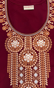 Maroon Embroidery Soft Cotton Nighty. Soft Breathable Fabric | Laces and Frills - Laces and Frills