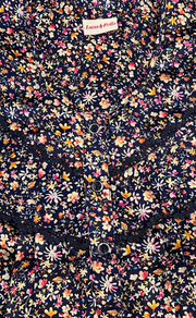 Navy Blue Tiny Flora Satin Nighty. Soft Silky Satin | Laces and Frills