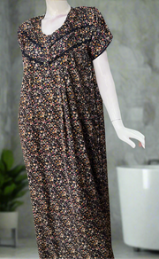 Navy Blue Tiny Flora Satin Nighty. Soft Silky Satin | Laces and Frills