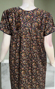 Navy Blue Tiny Flora Satin Nighty. Soft Silky Satin | Laces and Frills