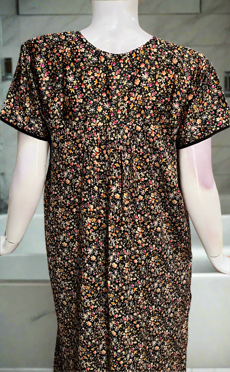 Black Tiny Flora Satin Nighty. Soft Silky Satin | Laces and Frills