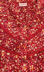 Red Tiny Flora Satin Nighty. Soft Silky Satin | Laces and Frills