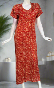 Red Tiny Flora Satin Nighty. Soft Silky Satin | Laces and Frills