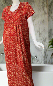 Red Tiny Flora Satin Nighty. Soft Silky Satin | Laces and Frills