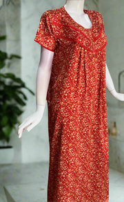 Red Tiny Flora Satin Nighty. Soft Silky Satin | Laces and Frills