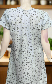 Light Blue Floral Pure Cotton Nighty. Pure Durable Cotton | Laces and Frills