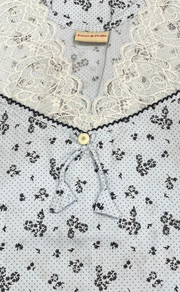 Light Blue Floral Pure Cotton Nighty. Pure Durable Cotton | Laces and Frills