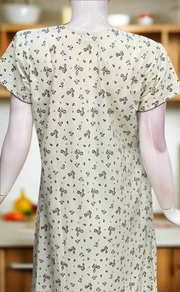 Light Pista Green Floral Pure Cotton Nighty. Pure Durable Cotton | Laces and Frills