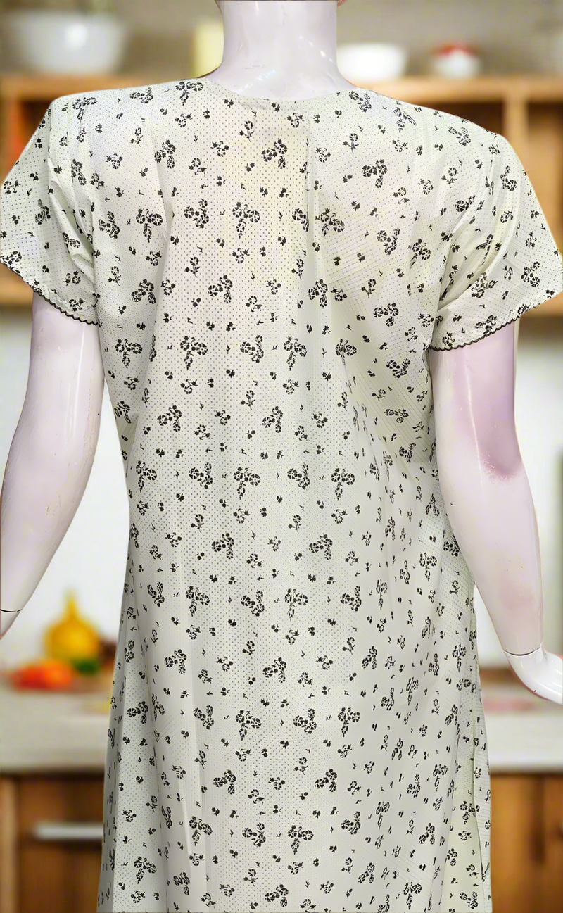 Light Pista Green Floral Pure Cotton Nighty. Pure Durable Cotton | Laces and Frills