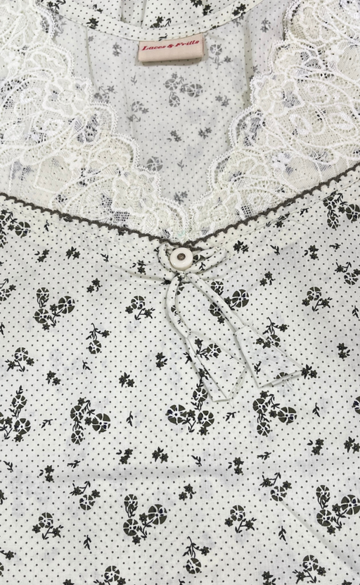 Light Pista Green Floral Pure Cotton Nighty. Pure Durable Cotton | Laces and Frills