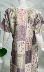 Peach/Beige Garden Satin Nighty. Soft Silky Satin | Laces and Frills