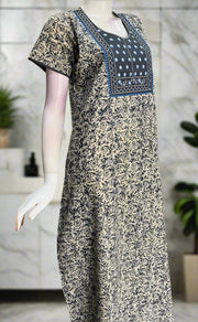 Blue Kalamkari Pure Cotton Nighty. Pure Durable Cotton | Laces and Frills