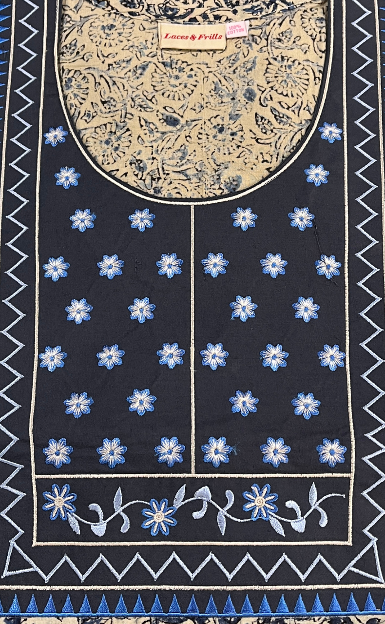 Blue Kalamkari Pure Cotton Nighty. Pure Durable Cotton | Laces and Frills