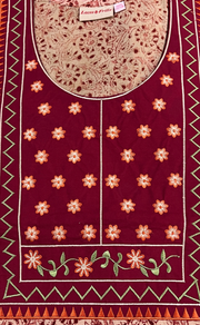 Maroon Kalamkari Pure Cotton Nighty. Pure Durable Cotton | Laces and Frills