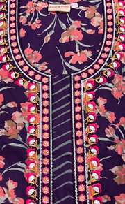 Violet Floral Pure Cotton Nighty. Pure Durable Cotton | Laces and Frills