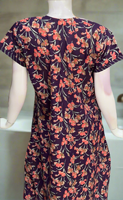 Violet Floral Pure Cotton Nighty. Pure Durable Cotton | Laces and Frills