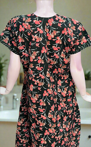 Bottle Green Floral Pure Cotton Nighty. Pure Durable Cotton | Laces and Frills