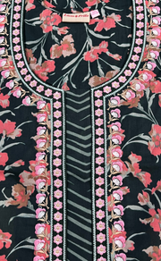 Bottle Green Floral Pure Cotton Nighty. Pure Durable Cotton | Laces and Frills