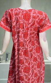 Pink/Peach Garden Pure Cotton Nighty. Pure Durable Cotton | Laces and Frills
