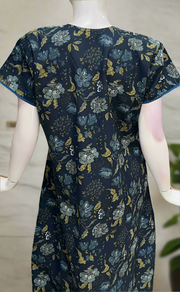 Indigo Blue Garden Pure Cotton Nighty. Pure Durable Cotton | Laces and Frills